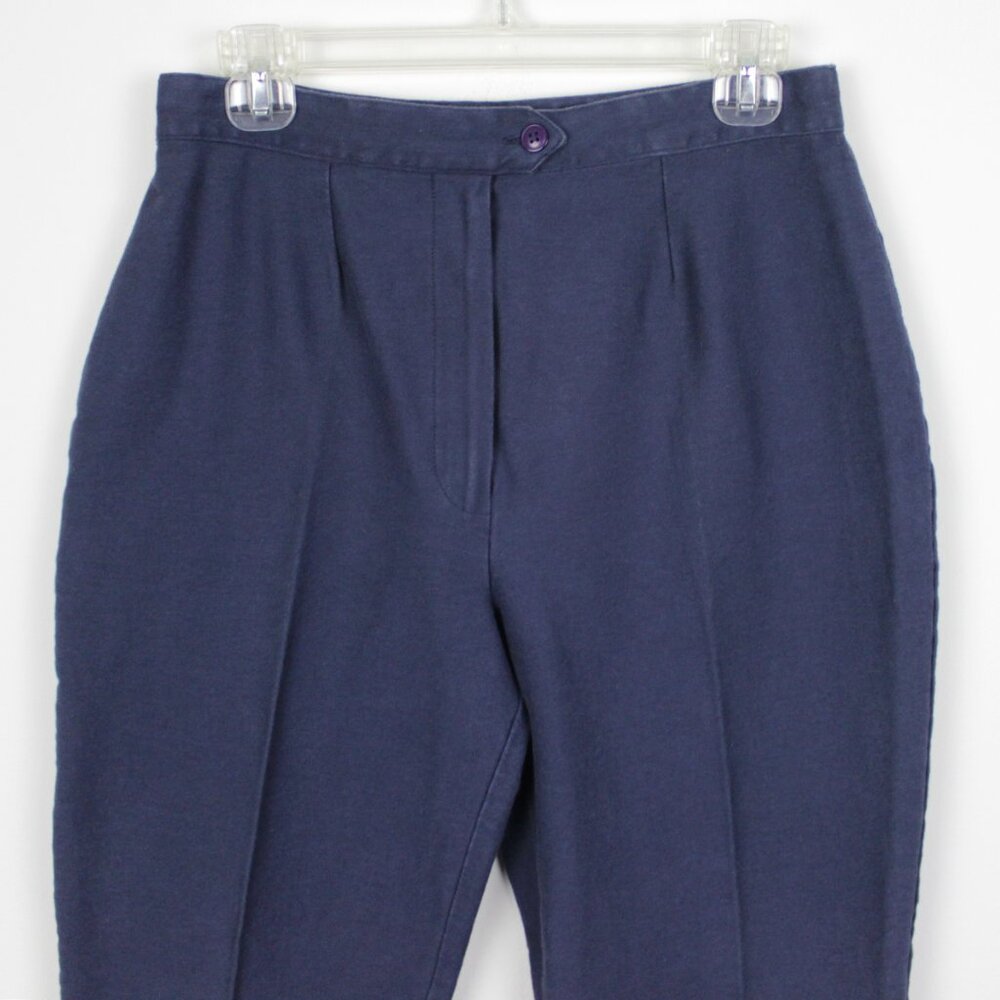 Vintage 90s Stirrup Pants High Waist Navy Blue - Size 14 • Cotton Stretch - Picture 3 of 8
